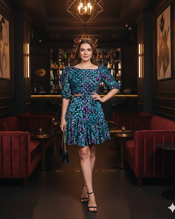 Teal Cheetah Dress
