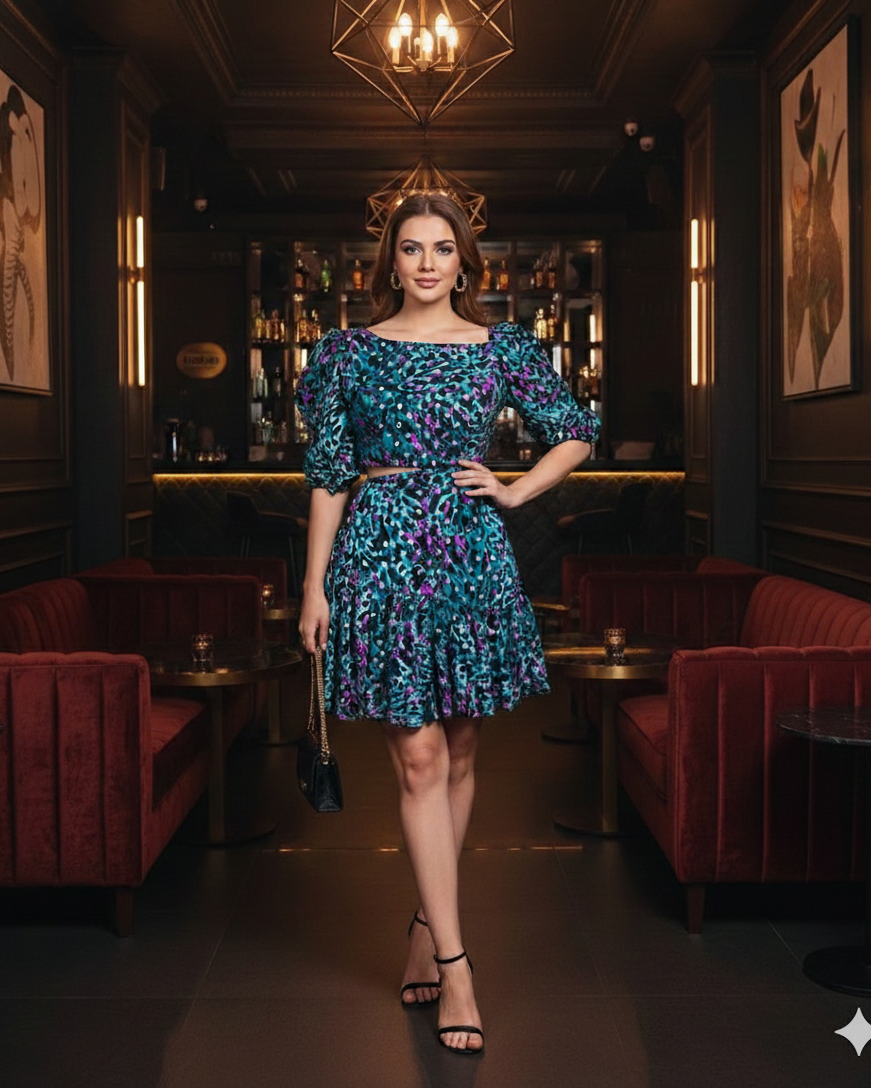 Teal Cheetah Dress
