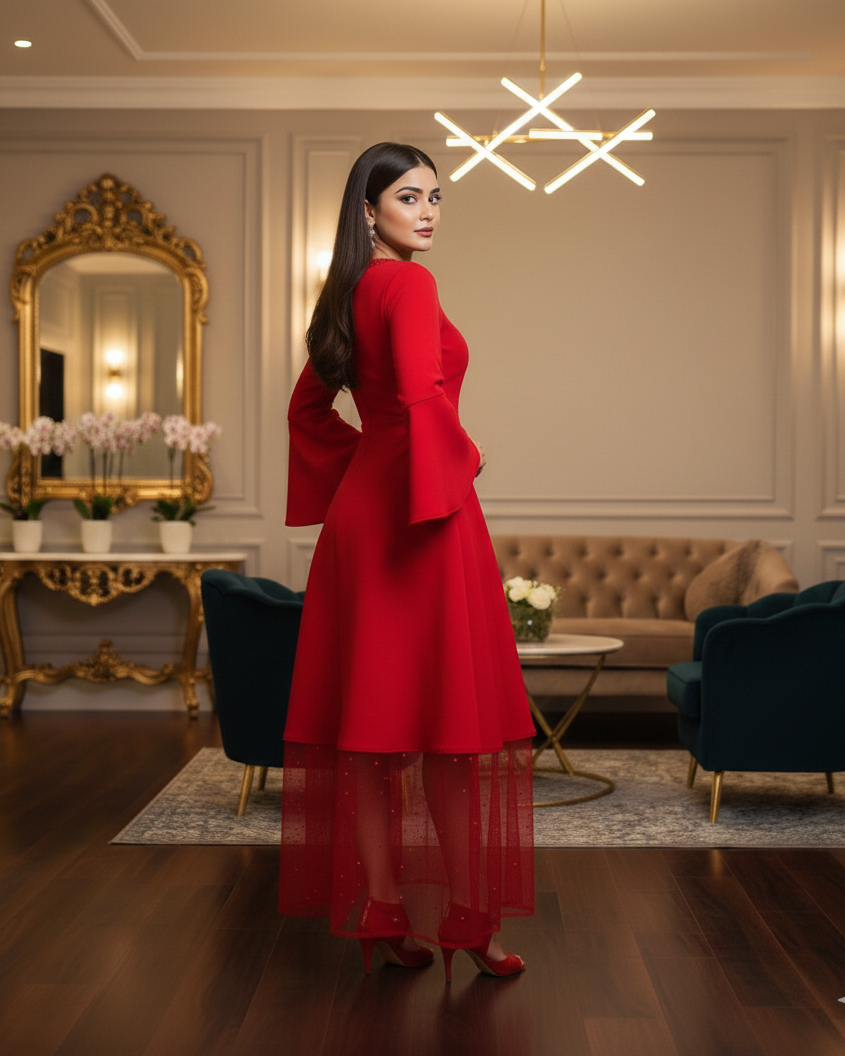 Scuba Red Statement Dress