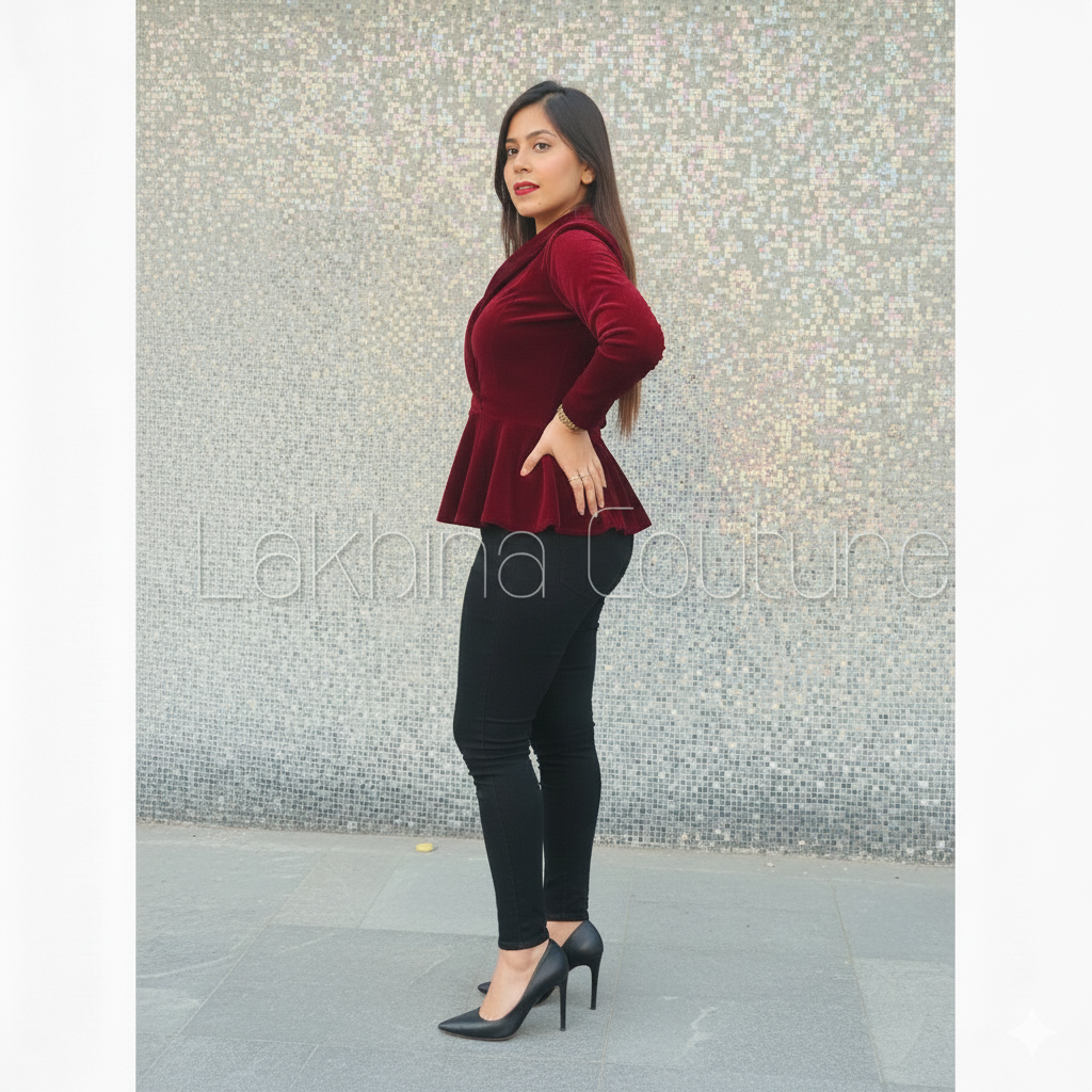 Maroon Peplum Top