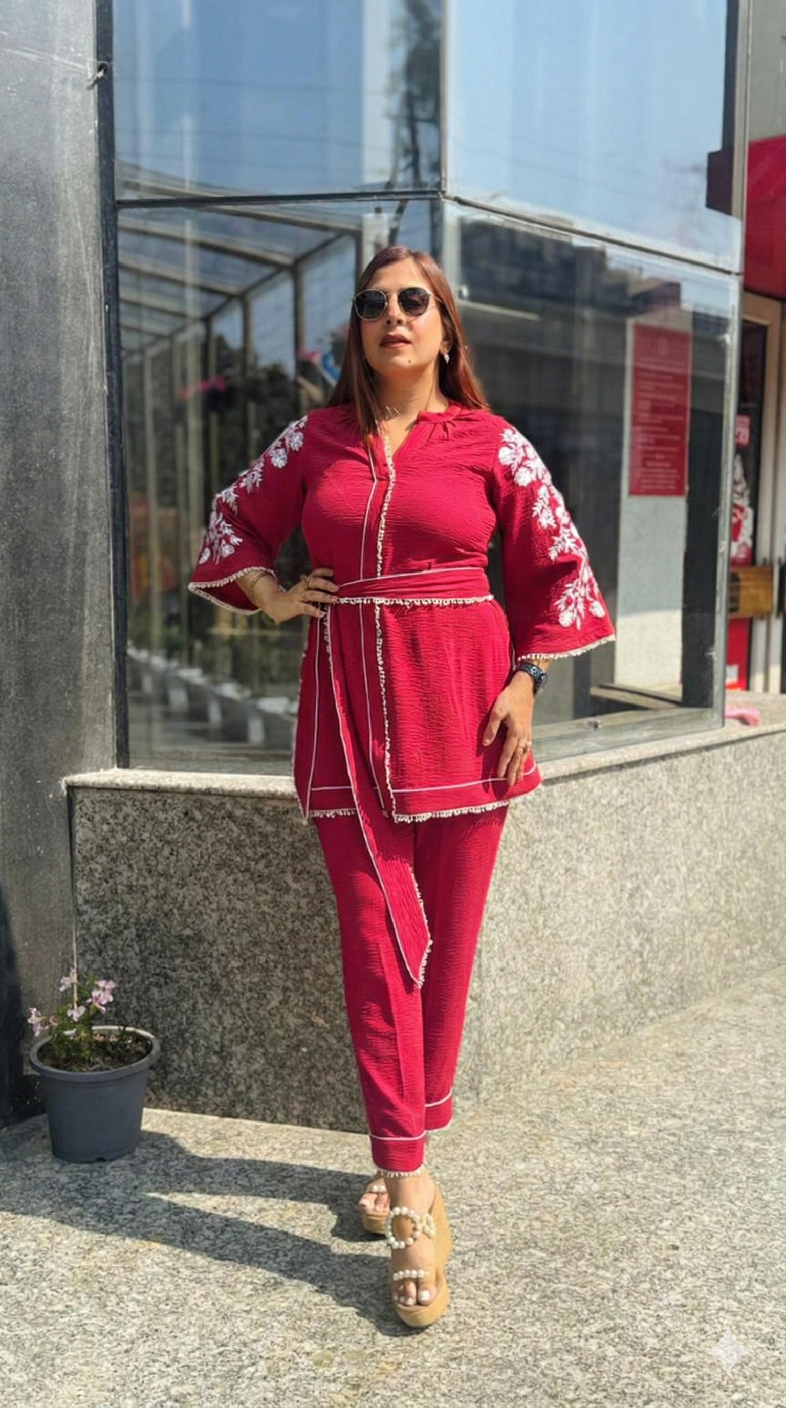 Rust Cotton Linen Crush Co-Ord | Lakhina Couture - Look 16