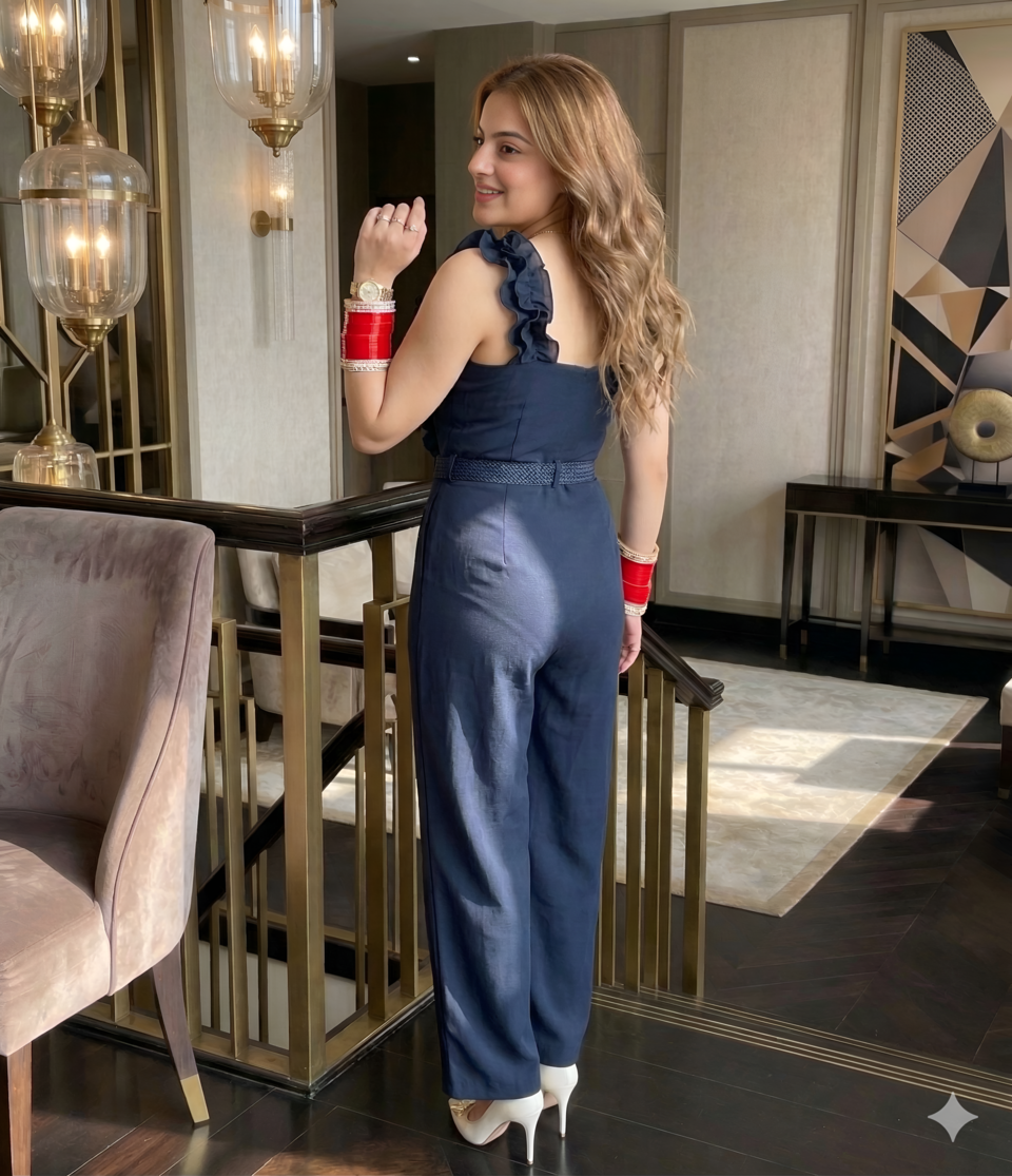 Blue Ruffle Jumpsuit