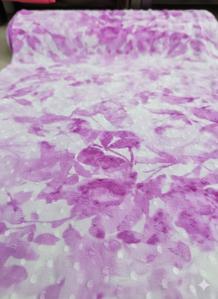 Purple Floral Chiffon Fabric