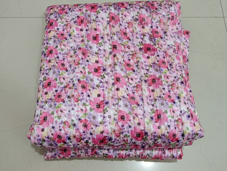 Hot Pink Floral Lurex Georgette Fabric