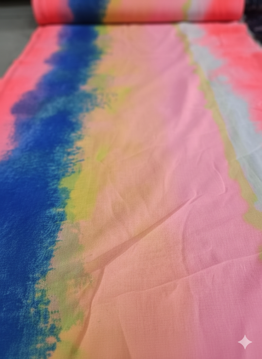 Multicoloured Shaded Georgette Fabric