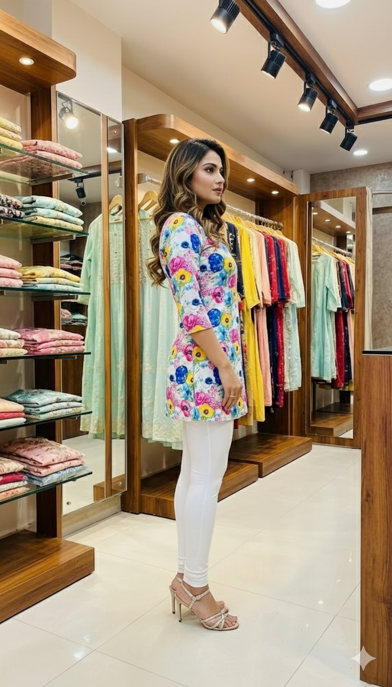 Caribbean Blue Embroidered Top