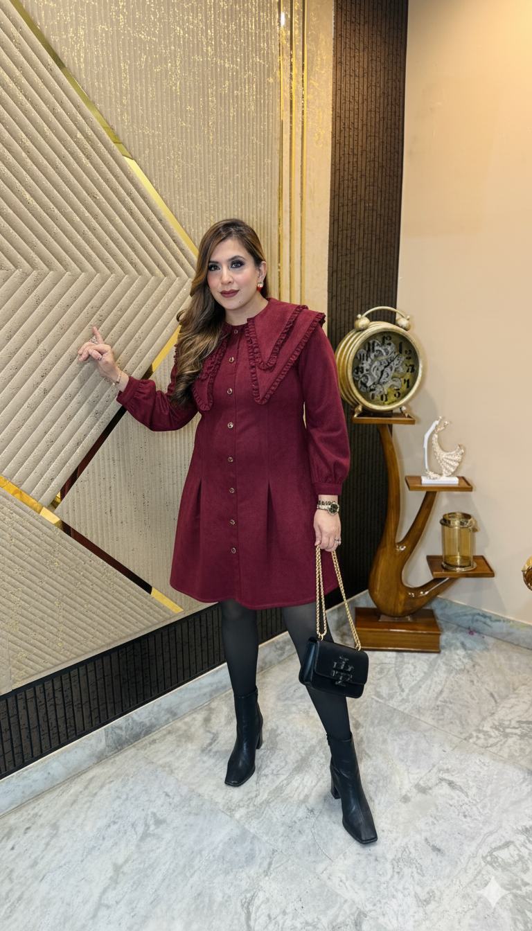 Maroon Visa Birthday Dress