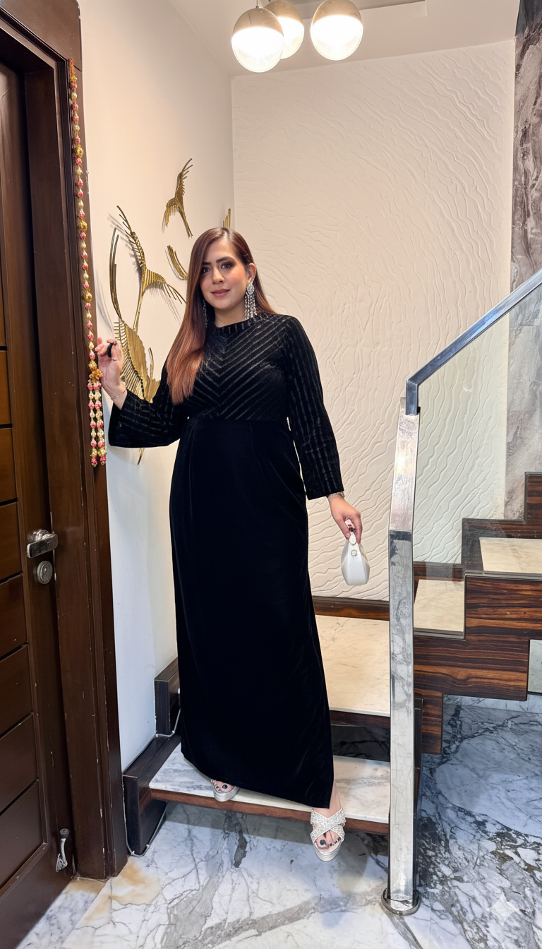 Black Fiesta Velvet Gown