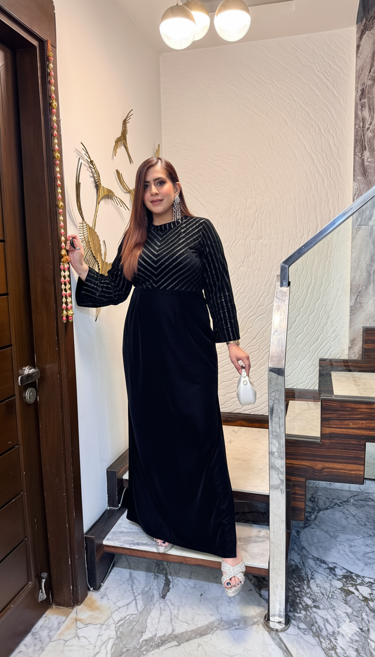 Black Fiesta Velvet Gown