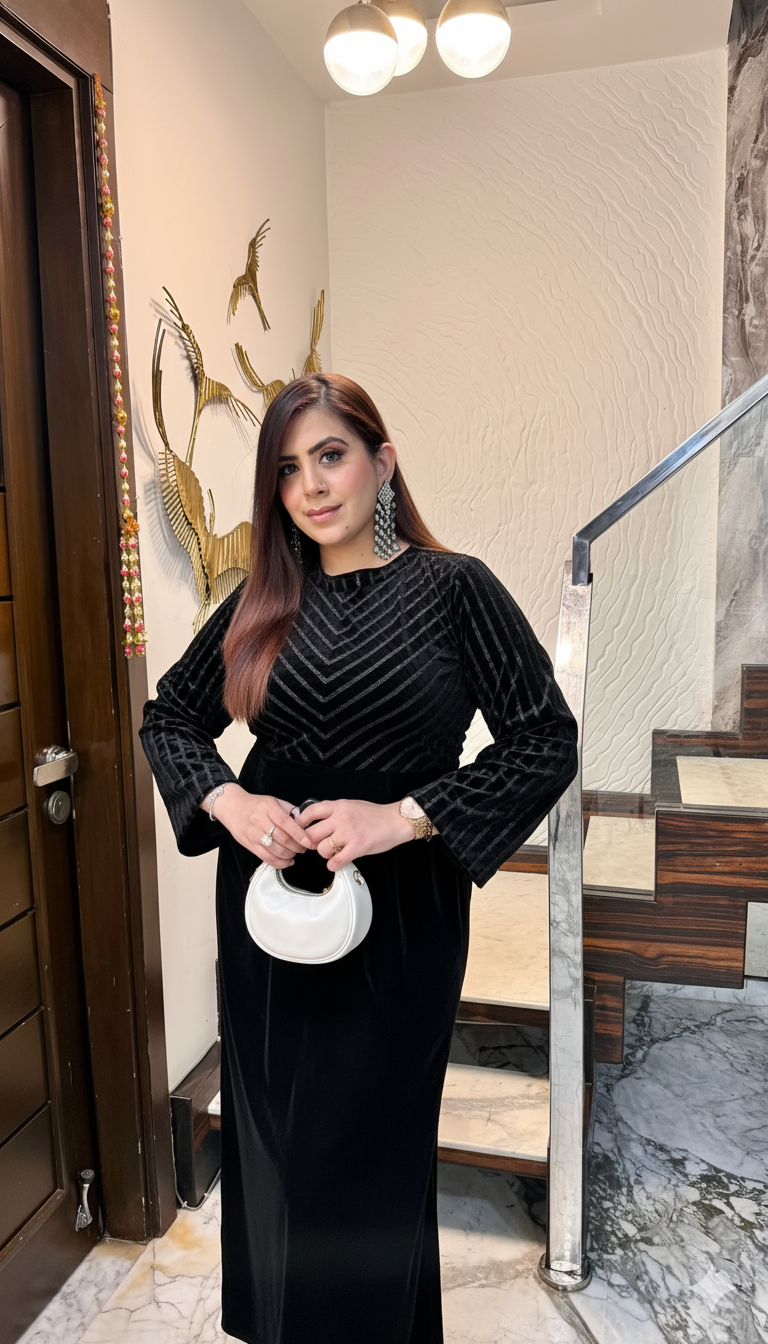 Black Fiesta Velvet Gown