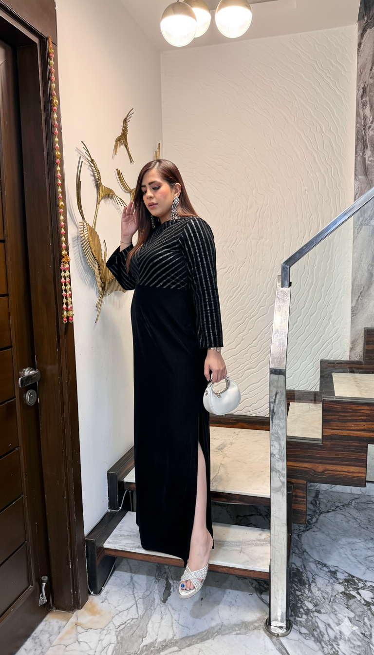 Black Fiesta Velvet Gown