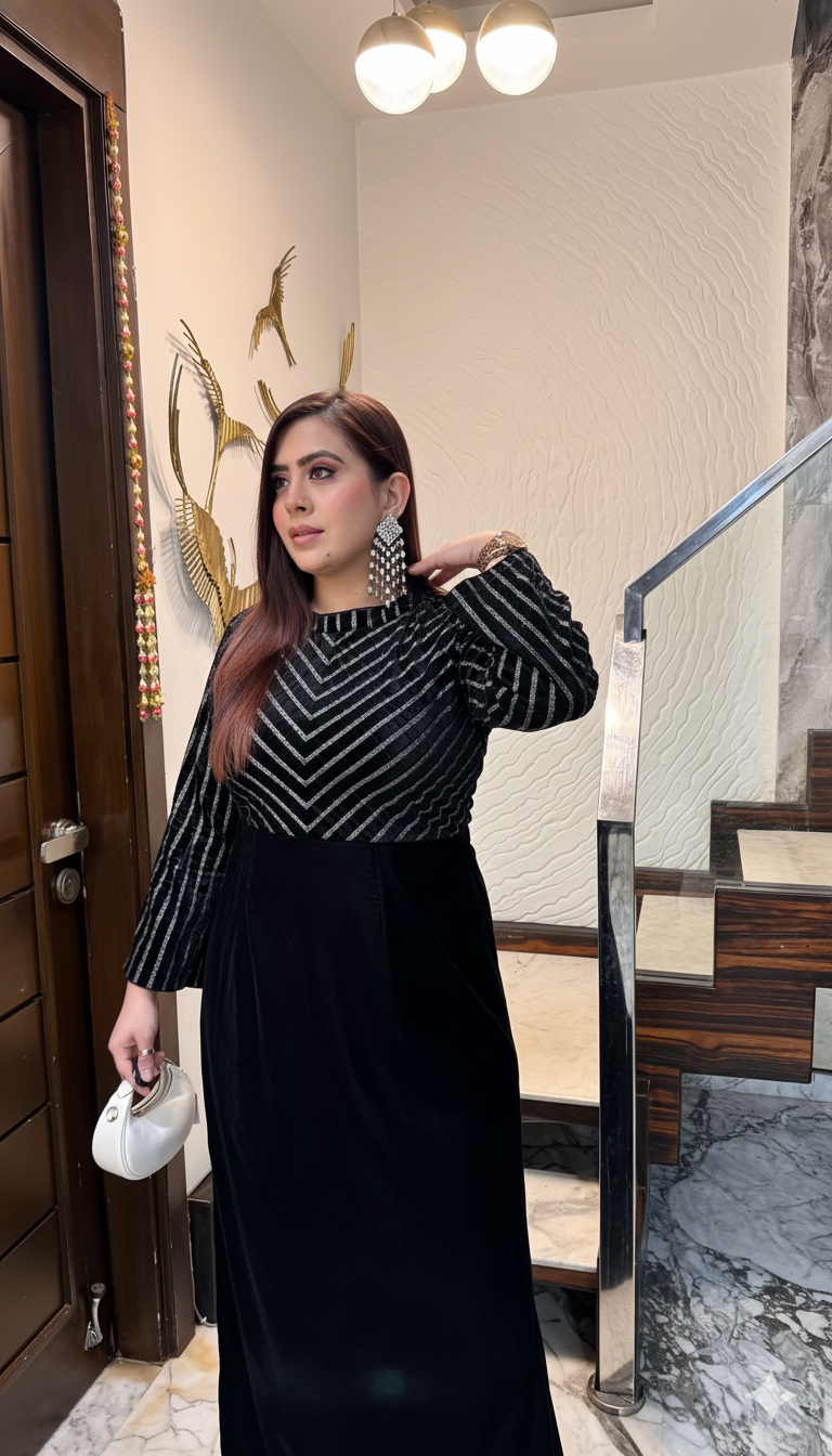 Black Fiesta Velvet Gown