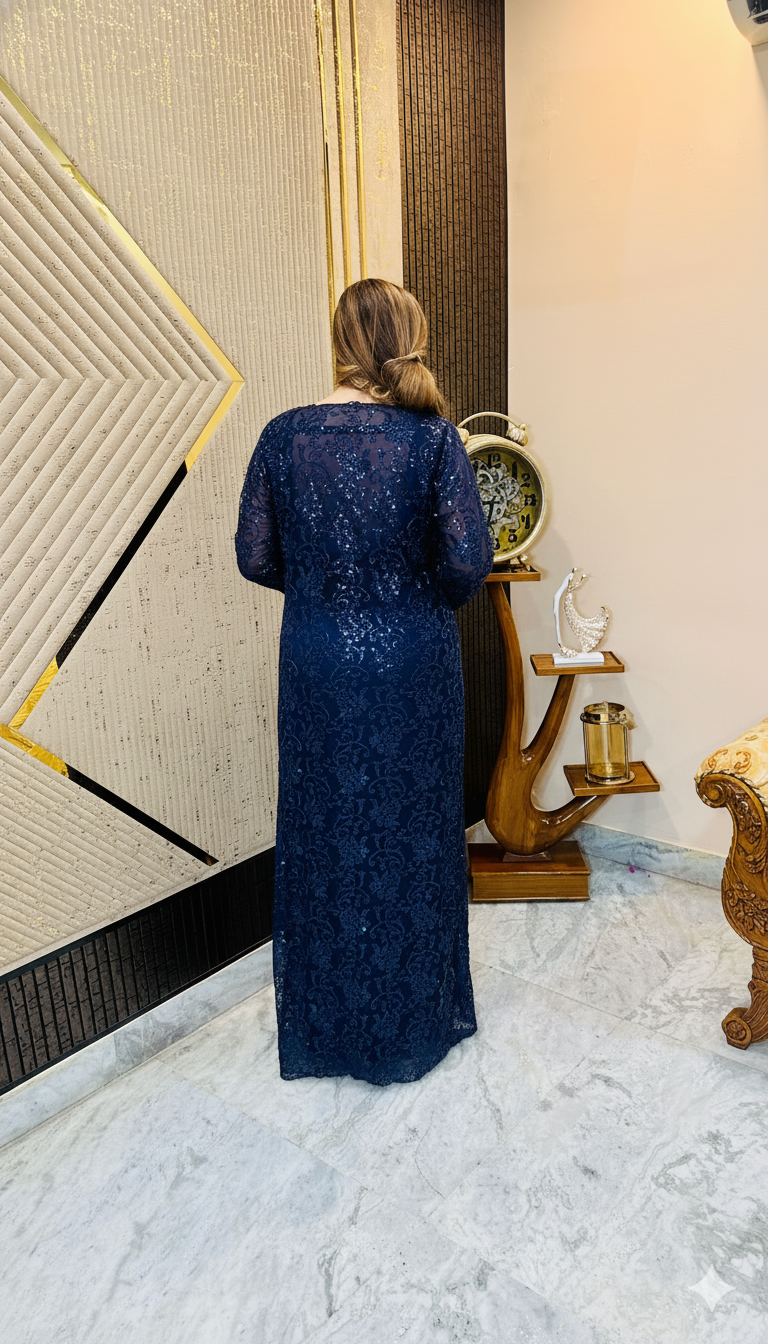 Navy Blue Paradise Shrug Saree