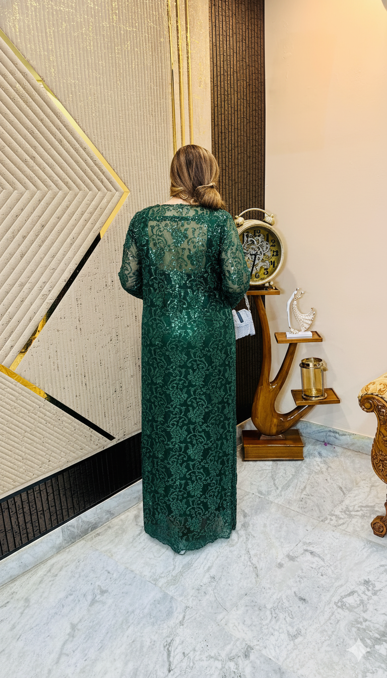 Green Paradise Shrug Saree | Party Wear | Lakhina Couture - Look 3
