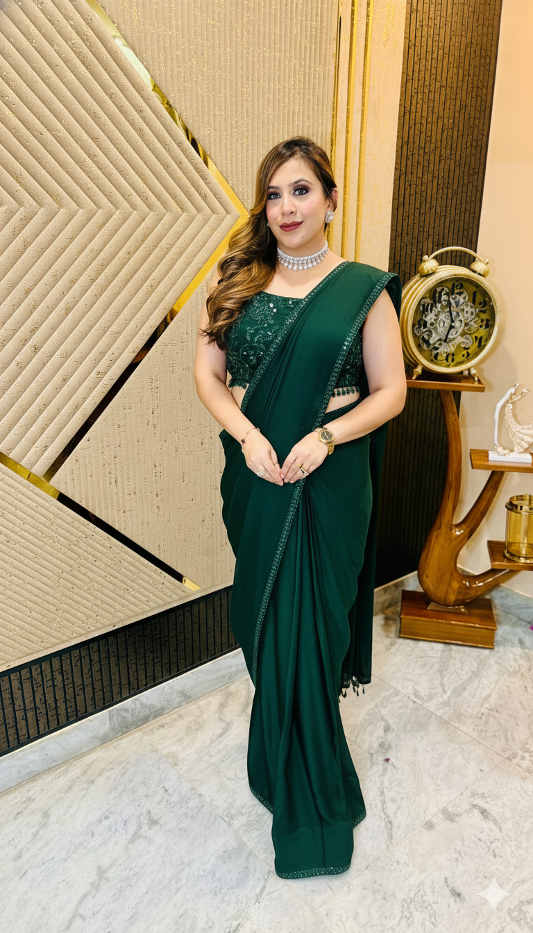 Green Paradise Shrug Saree | Party Wear | Lakhina Couture - Look 6