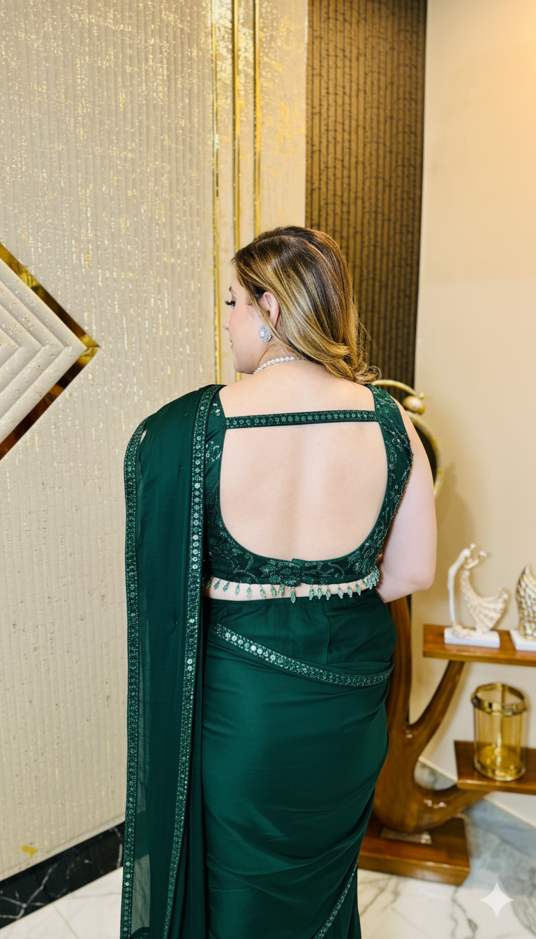 Green Paradise Shrug Saree