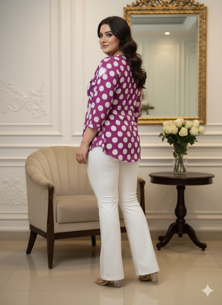 Purple Polka Dot Heart Top