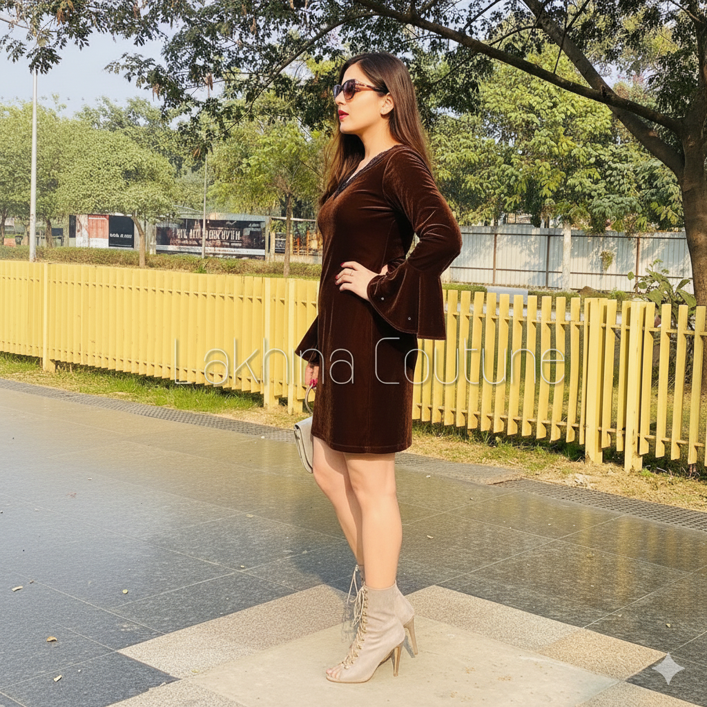 Brown Velvet Dress