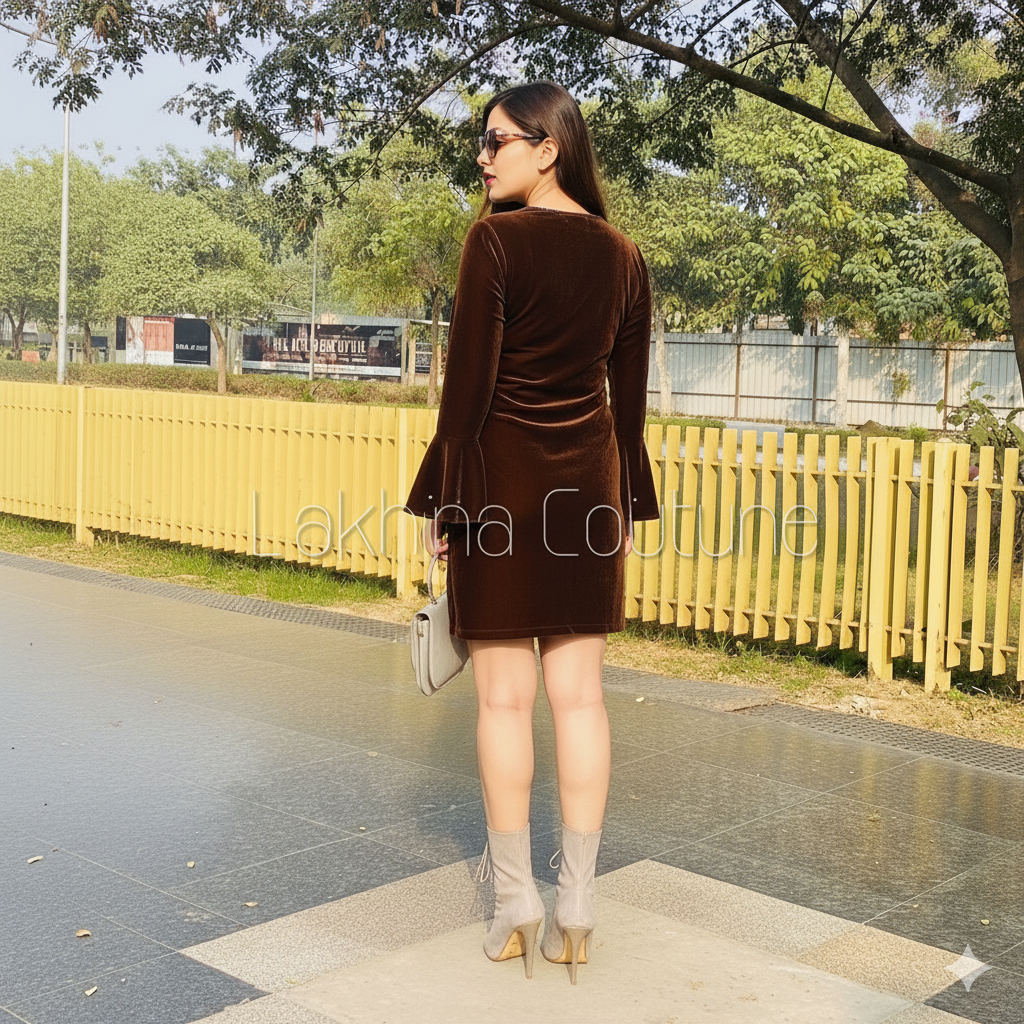 Brown Velvet Dress