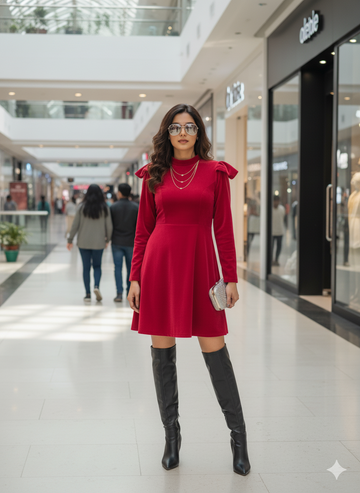 Hot Pink Velvet Dress