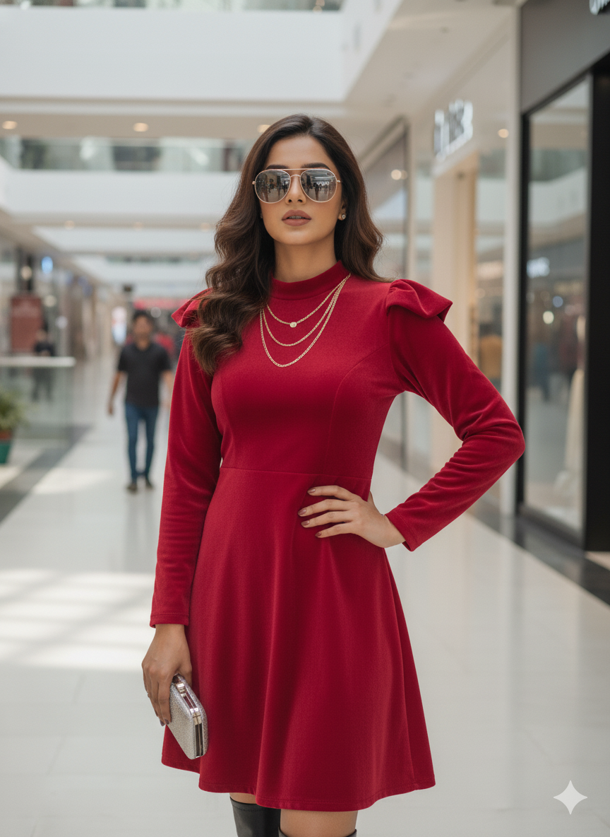 Hot Pink Velvet Dress