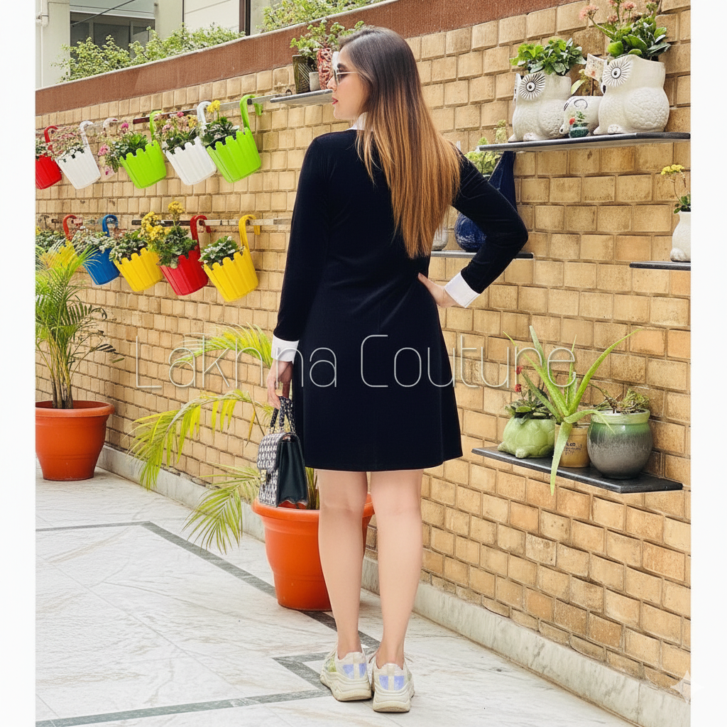 Navy Blue Embellished Dress
