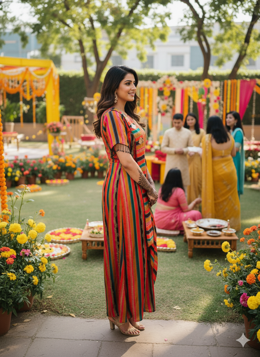 Multicolour Stripes Drape