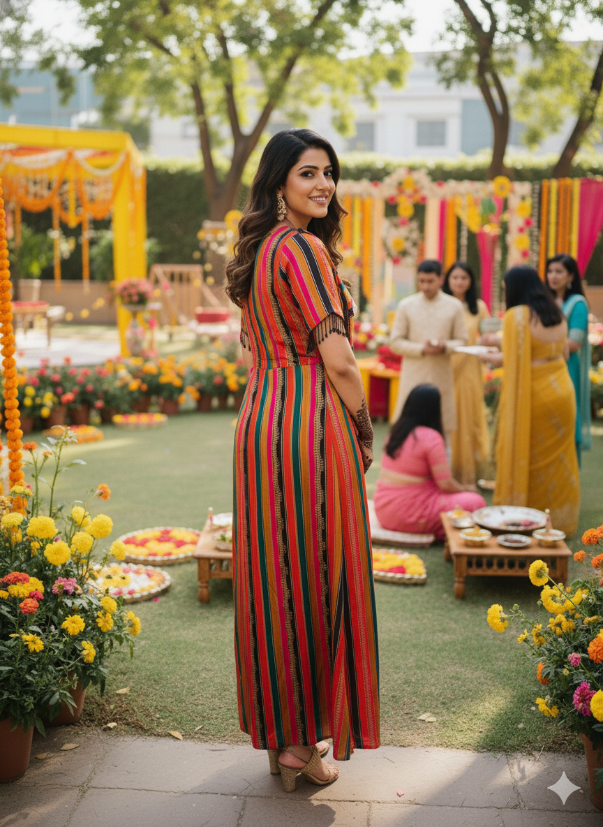 Multicolour Stripes Drape