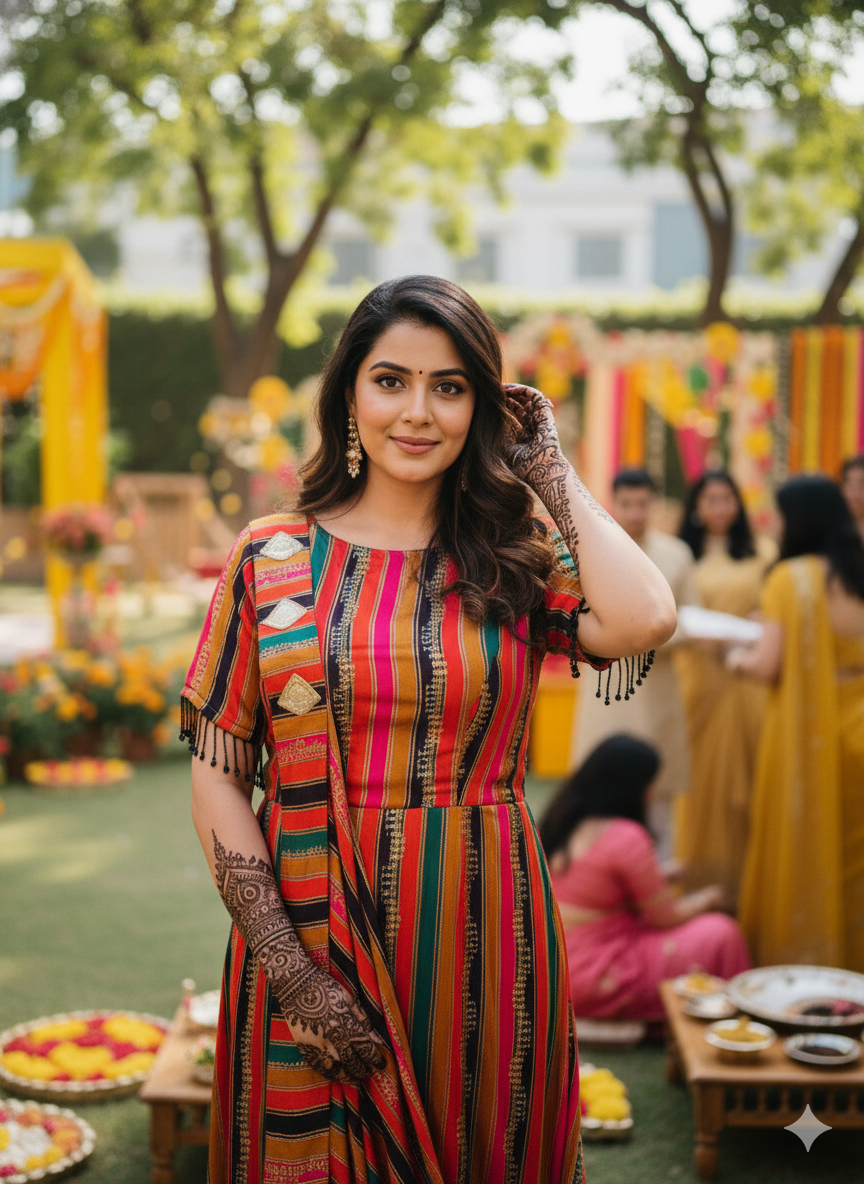 Multicolour Stripes Drape