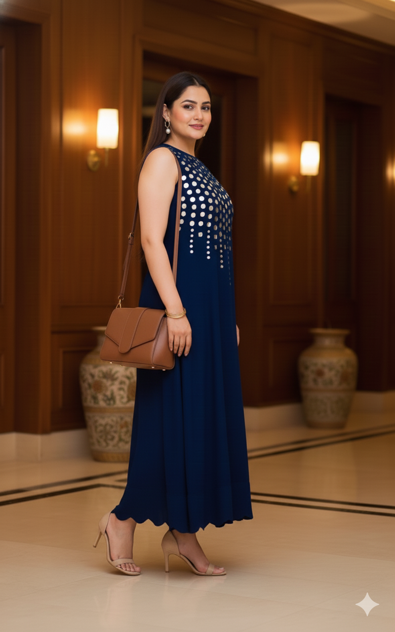 Navy Blue Mirror Maxi