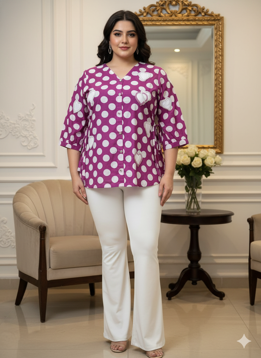 Purple Polka Dot Heart Top