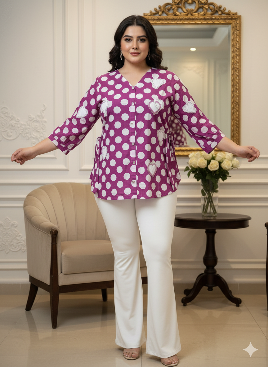 Purple Polka Dot Heart Top