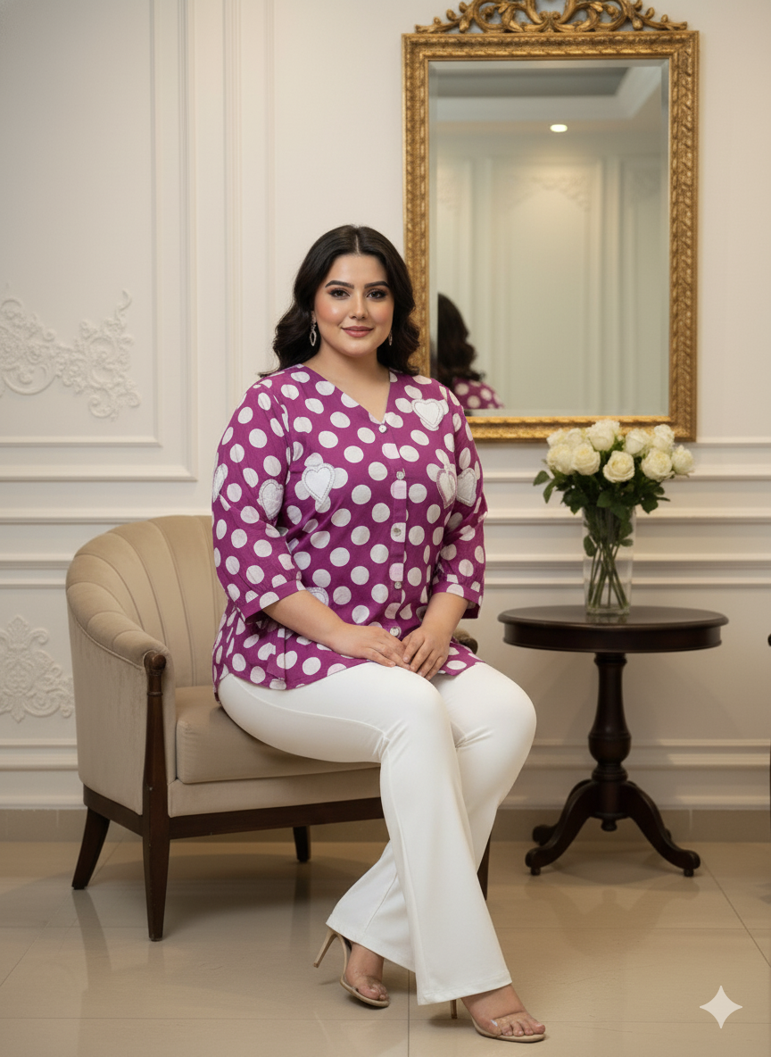 Purple Polka Dot Heart Top