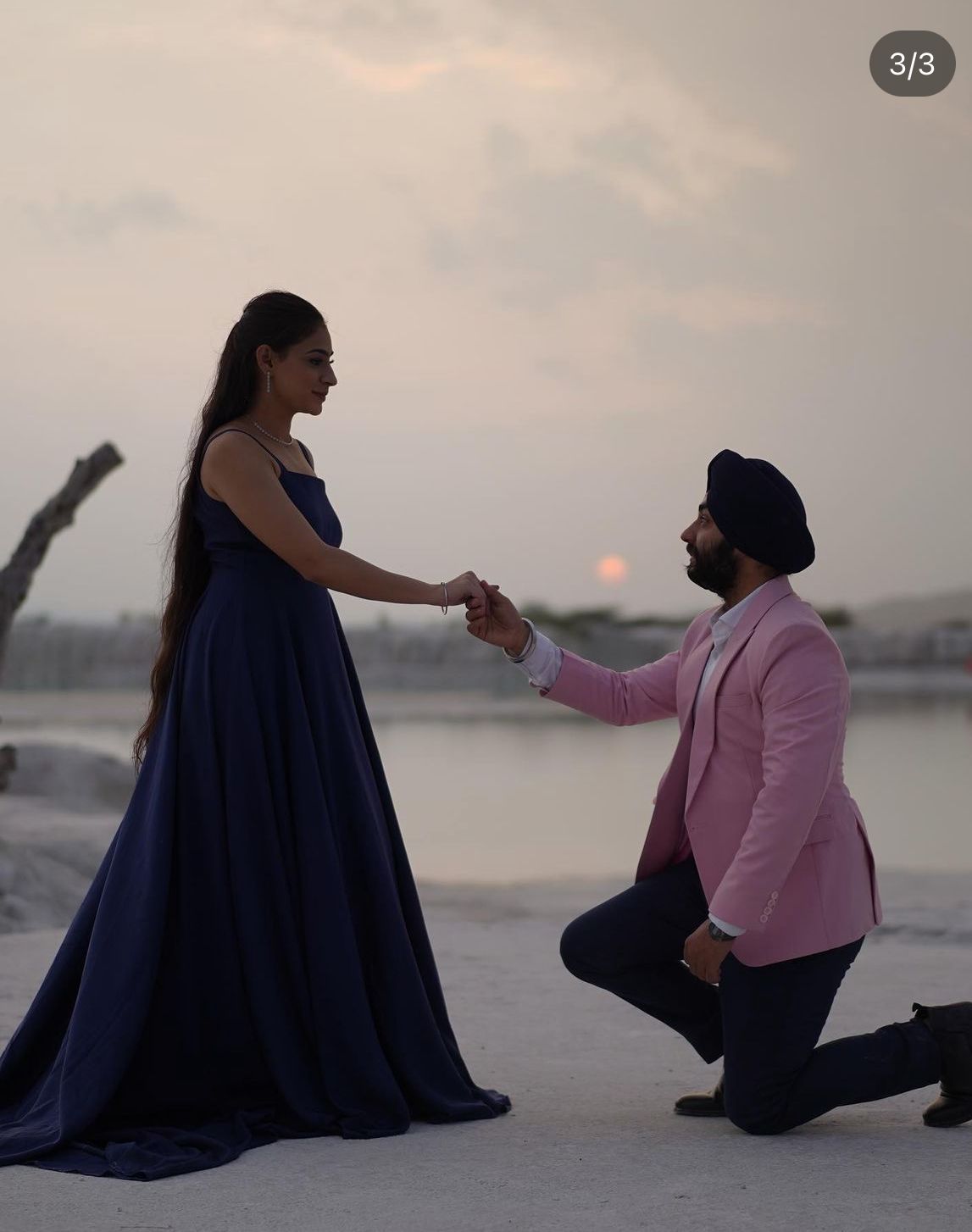 Navy Blue Crepe Trail Gown