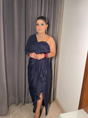 Navy Blue Sequin Summer Drape