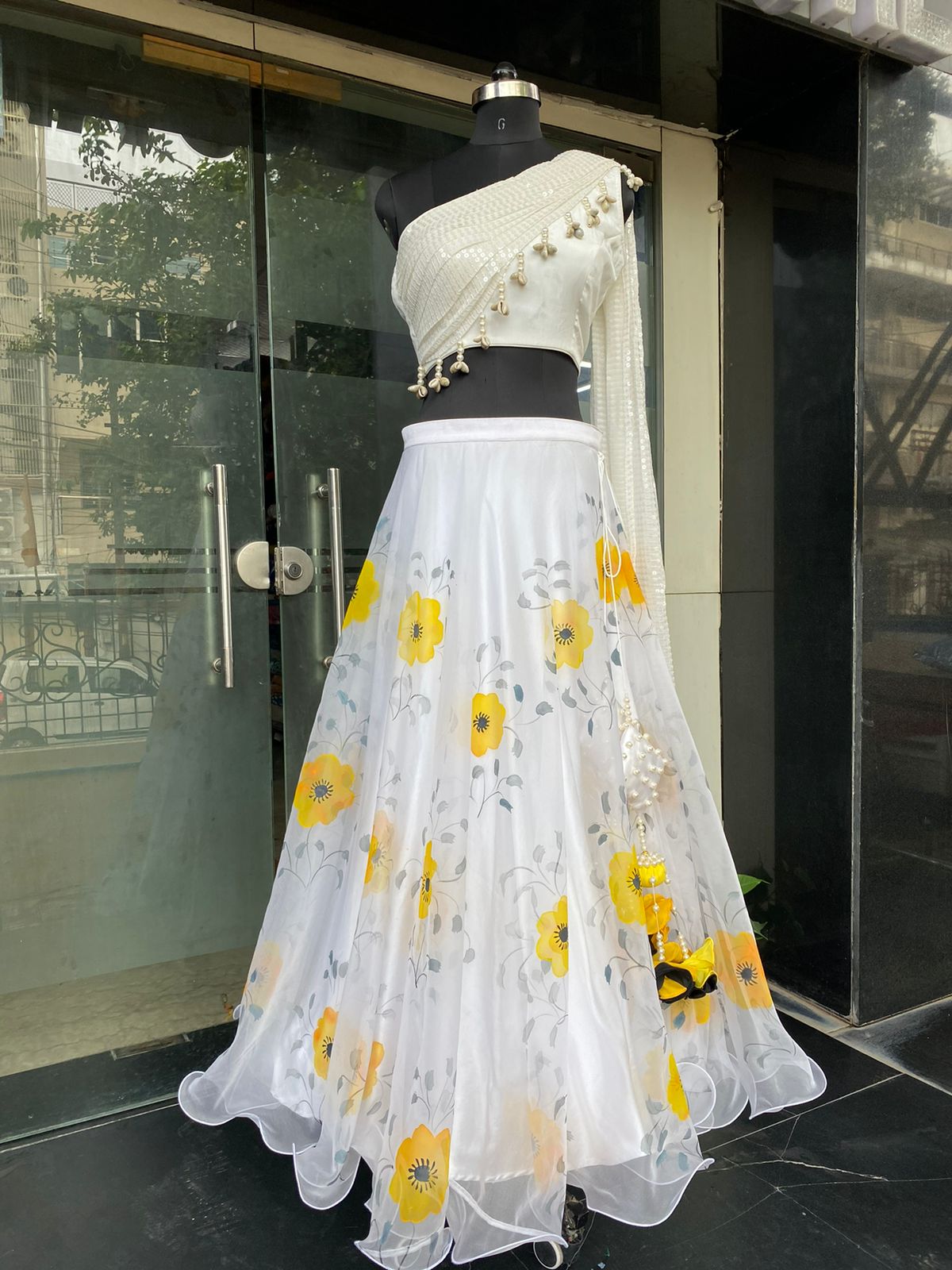 White Floral Lehenga