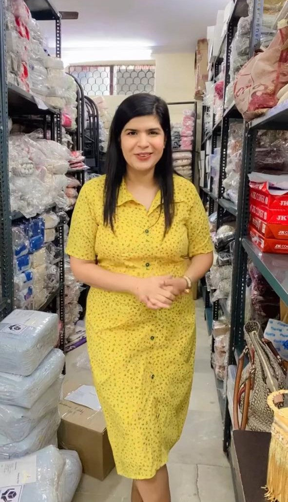 Yellow Drape Floral Midi