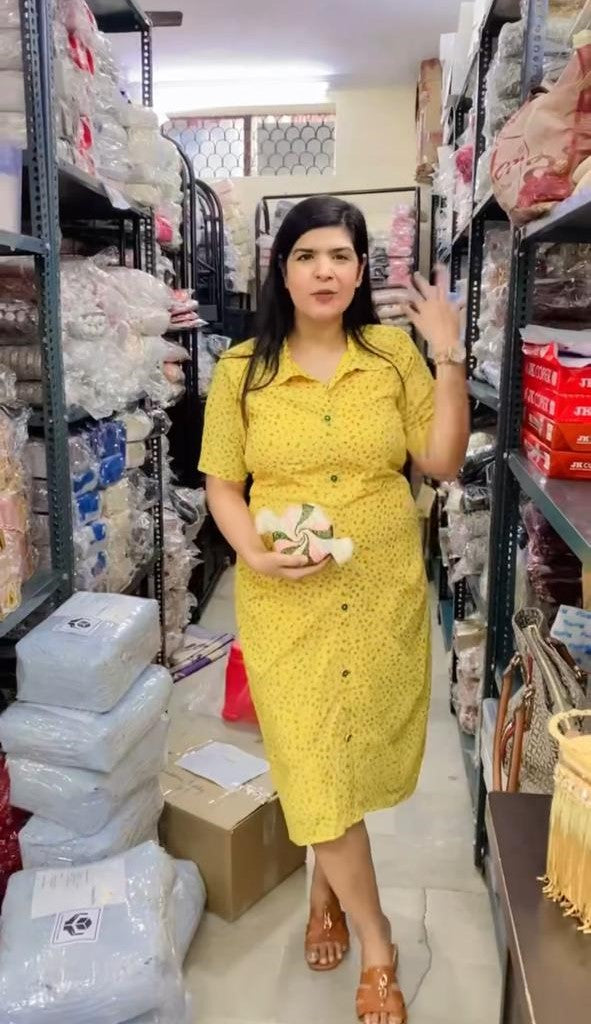 Yellow Drape Floral Midi