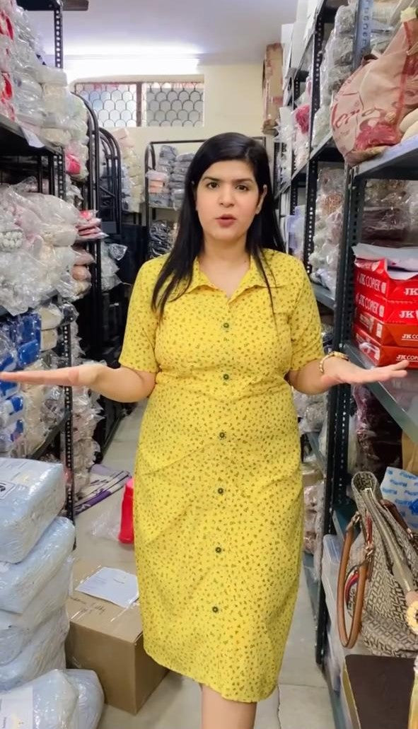 Yellow Drape Floral Midi