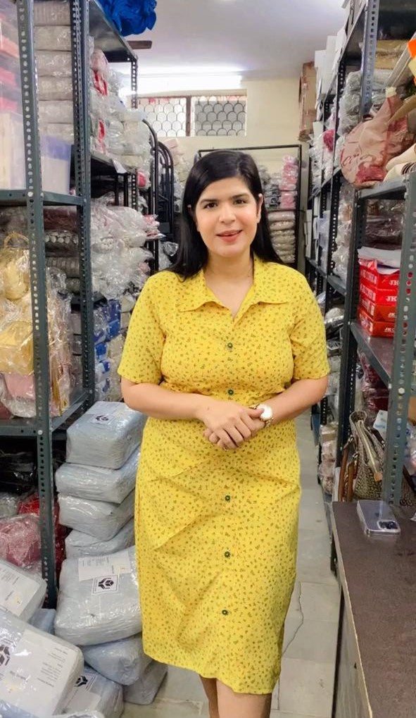 Yellow Drape Floral Midi