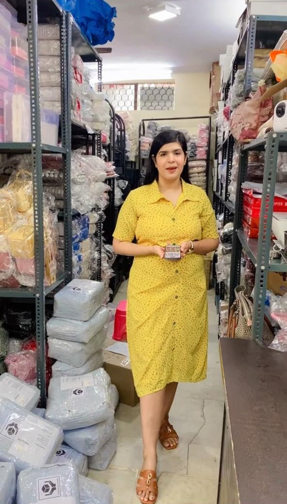 Yellow Drape Floral Midi