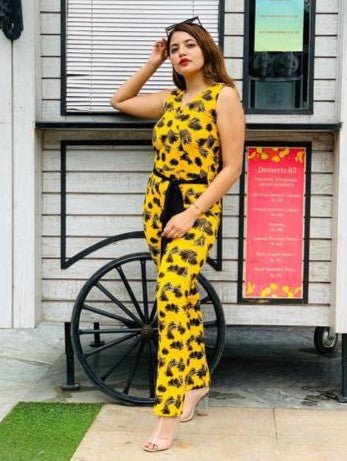 Yellow Feather Jumpsuit