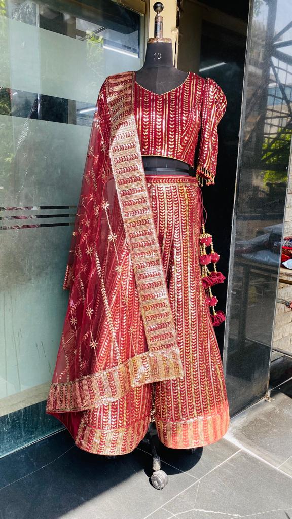 Maroon Sequin Lehenga