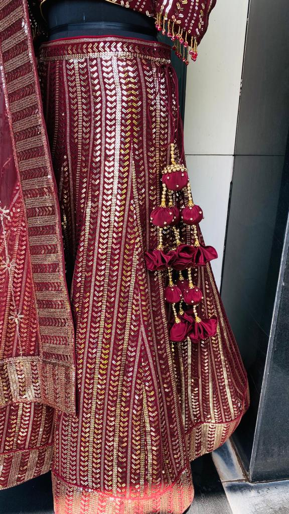 Maroon Sequin Lehenga