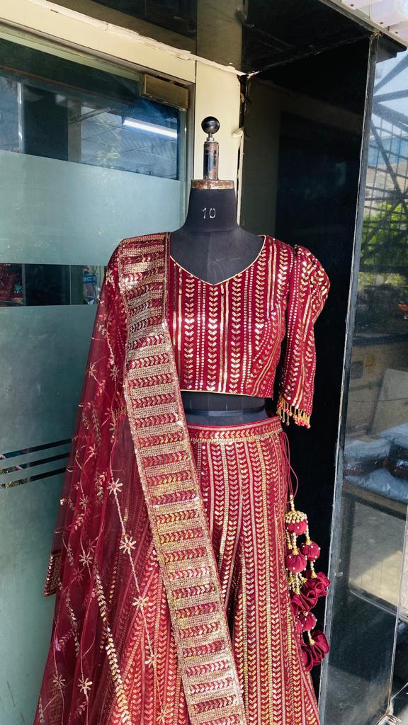 Maroon Sequin Lehenga