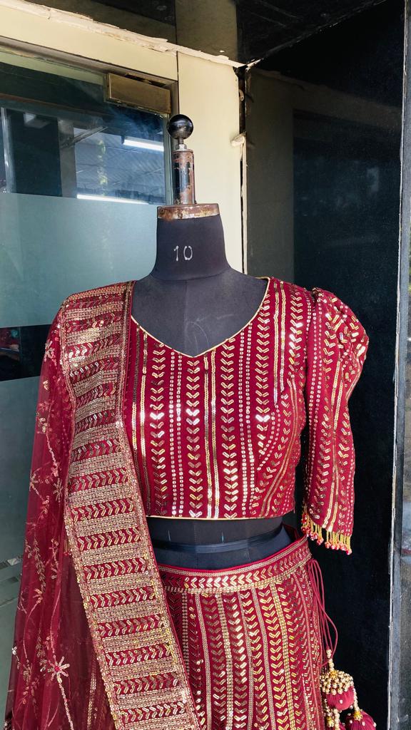 Maroon Sequin Lehenga