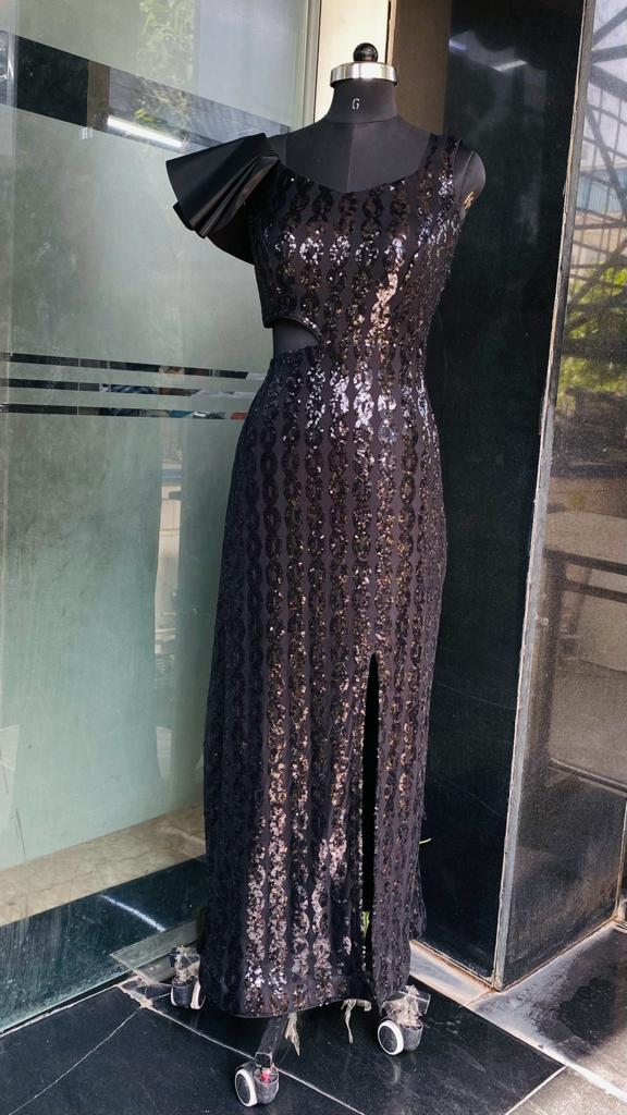 Black Chain Sequin Gown
