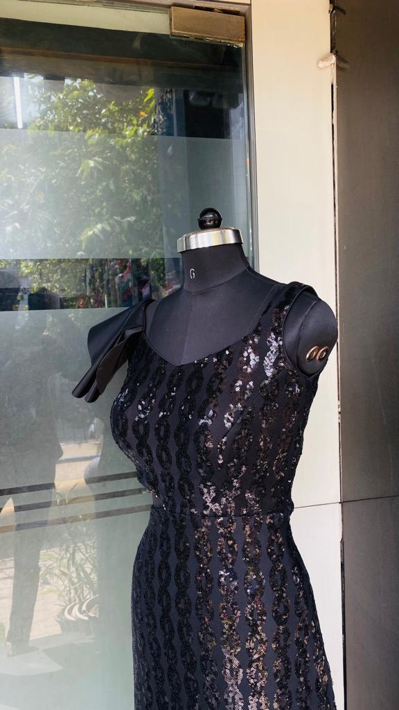 Black Chain Sequin Gown