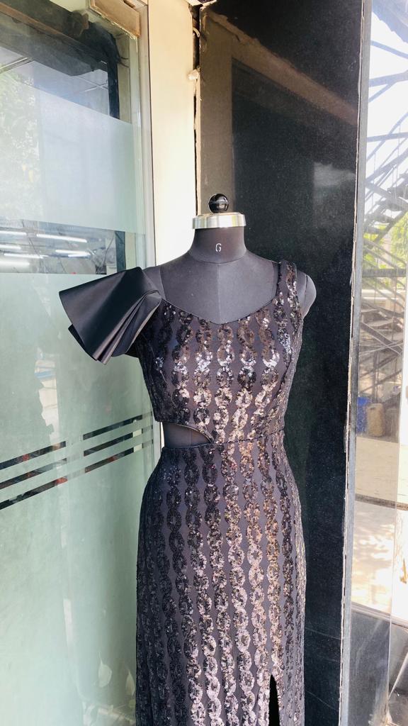 Black Chain Sequin Gown