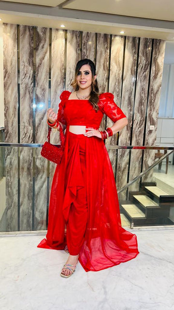 Red Love Drape Skirt Set